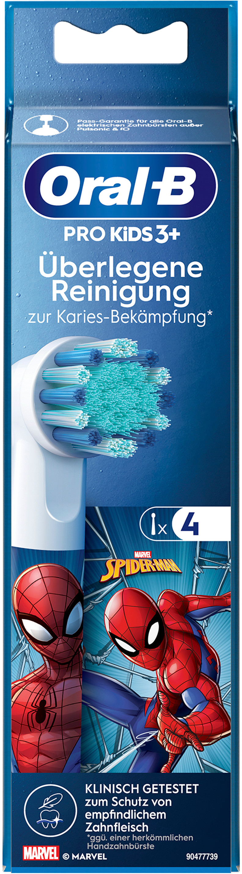 Têtes de brosse Oral-B Pro Kids 3+ avec design Spiderman, lot de 4.