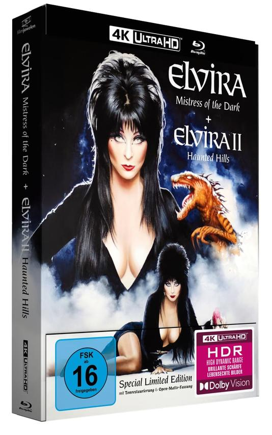 Elvira Horrorfilm-Box mit 4K UHD, HDR, Dolby Vision & FSK 16.