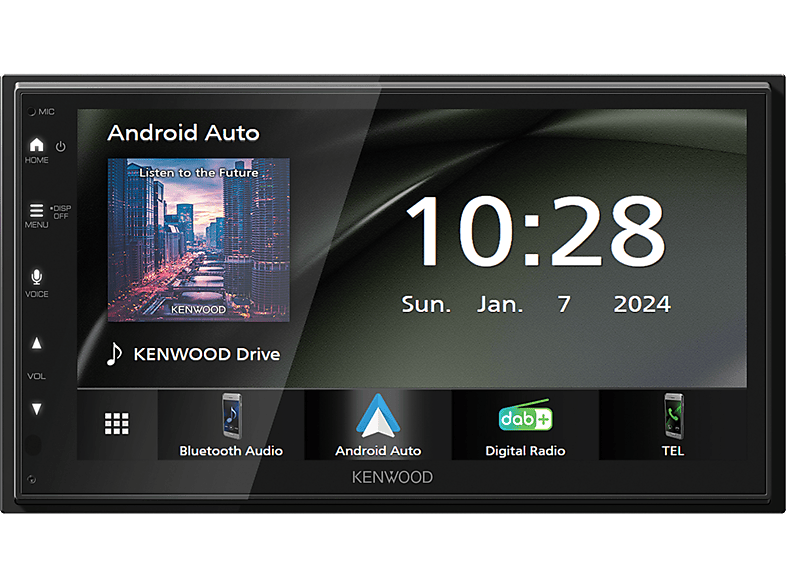 Kenwood DMX6523DABS Digital Media Receiver mit 6,8' WVGA-Display mit Wireless Apple CarPlay® & Android Auto™, iPhone & Android Mirroring 1-DIN Einbaugehäuse; Moniceiver