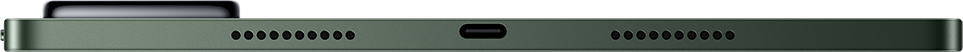 Zöld táblagép USB-C porttal és hangszórólyukakkal.