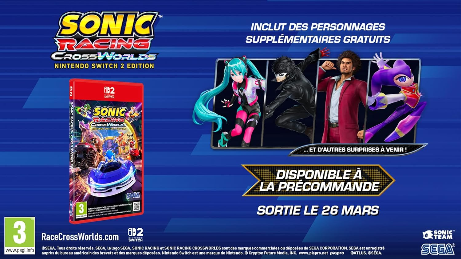 Sonic Racing Crossworlds per Switch con personaggi gratuiti. Preordinabile.