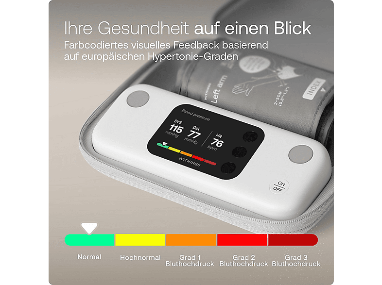 Withings BPM Vision Blutdruckmessgerät (Akkubetrieb, EKG-Messung, Standardgröße: 22-42 cm) — Foto 4 von 5