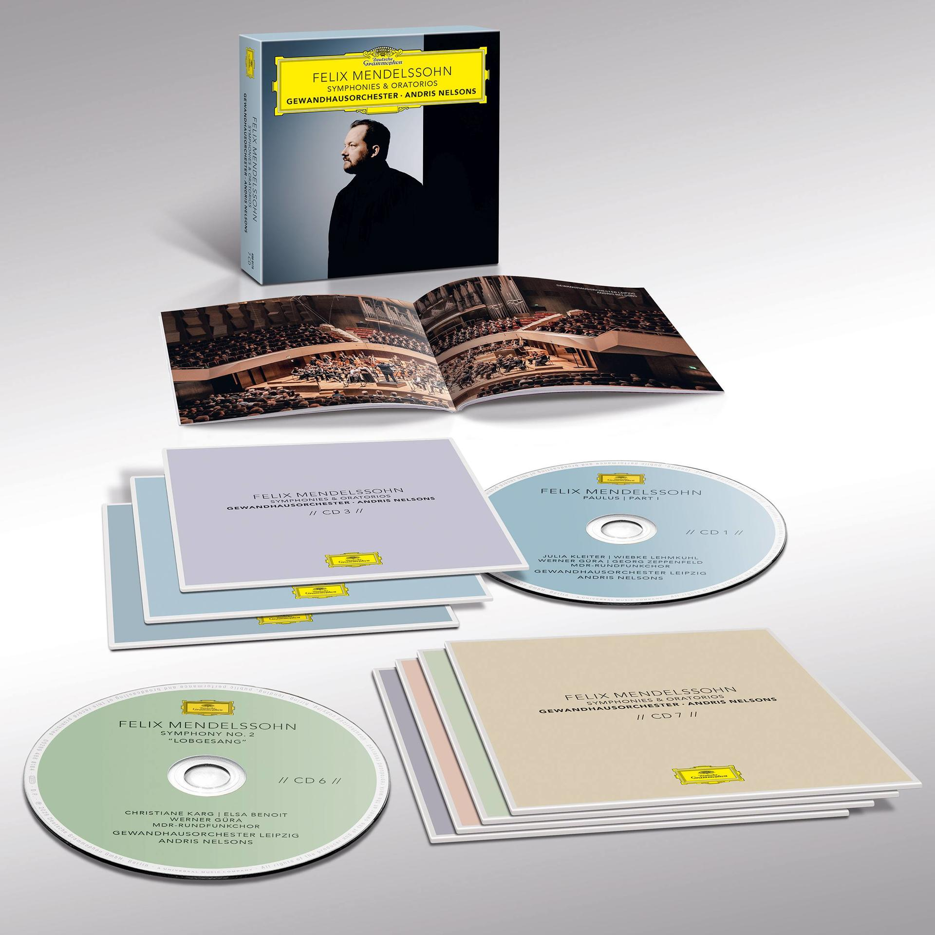 Box-Set mit CDs von Felix Mendelssohn Symphonien & Oratorien, dirigiert von Andris Nelsons.