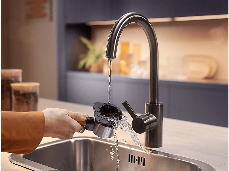 Ekspres kolbowy PHILIPS Baristina BAR320/60 z młynkiem, podwójny pojemnik na ziarna​ Czarny – zdjęcie 3