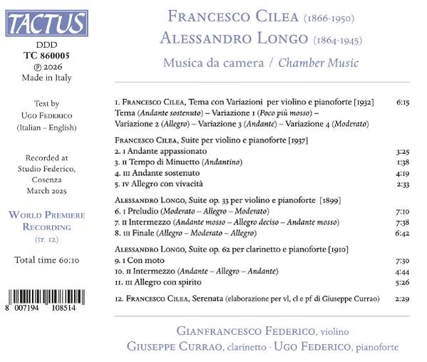 Albumcover mit Musikstücken von Francesco Cilea und Alessandro Longo.