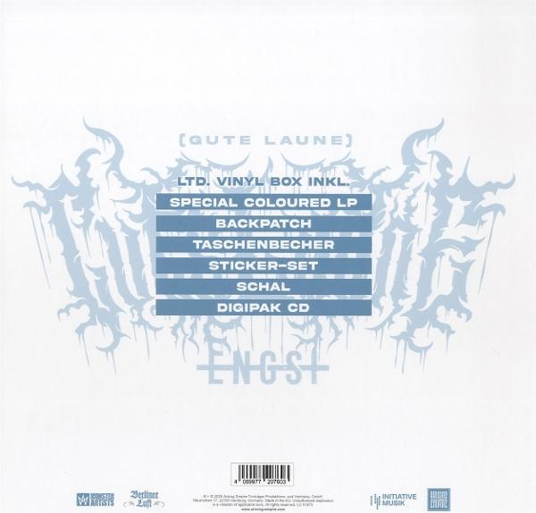 Das Cover zeigt eine Ltd. Vinyl Box mit Liste von Inhalten in blau.