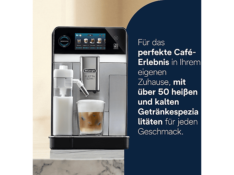 De'Longhi ECAM 470.85.MB ELETTA ultra Kaffeevollautomat (Silber, Kegelmahlwerk, 19 bar) — Foto 4 von 5