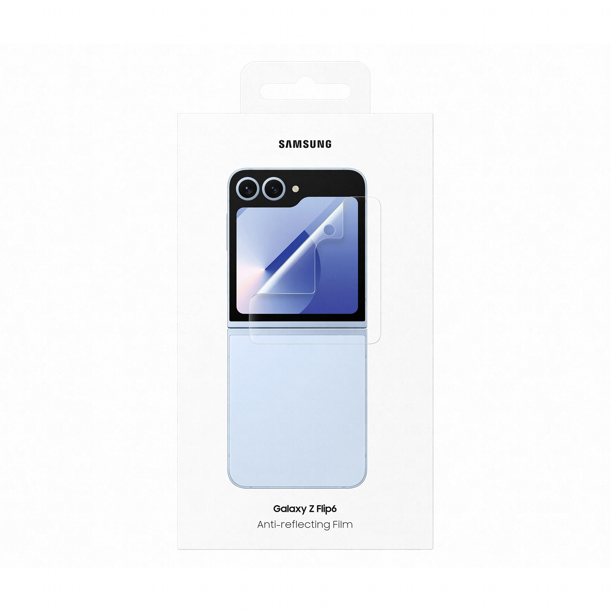 Opakowanie folii antyrefleksyjnej Samsung Galaxy Z Flip6 z ilustracją telefonu.