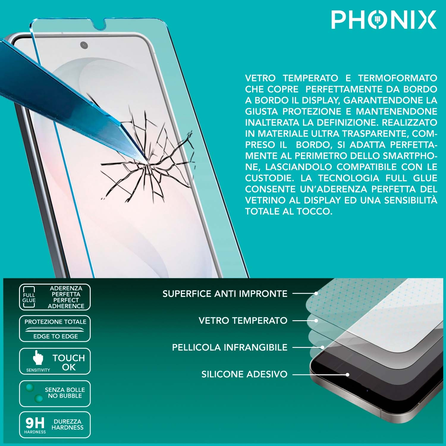 Protezione schermo su smartphone con schermo rotto