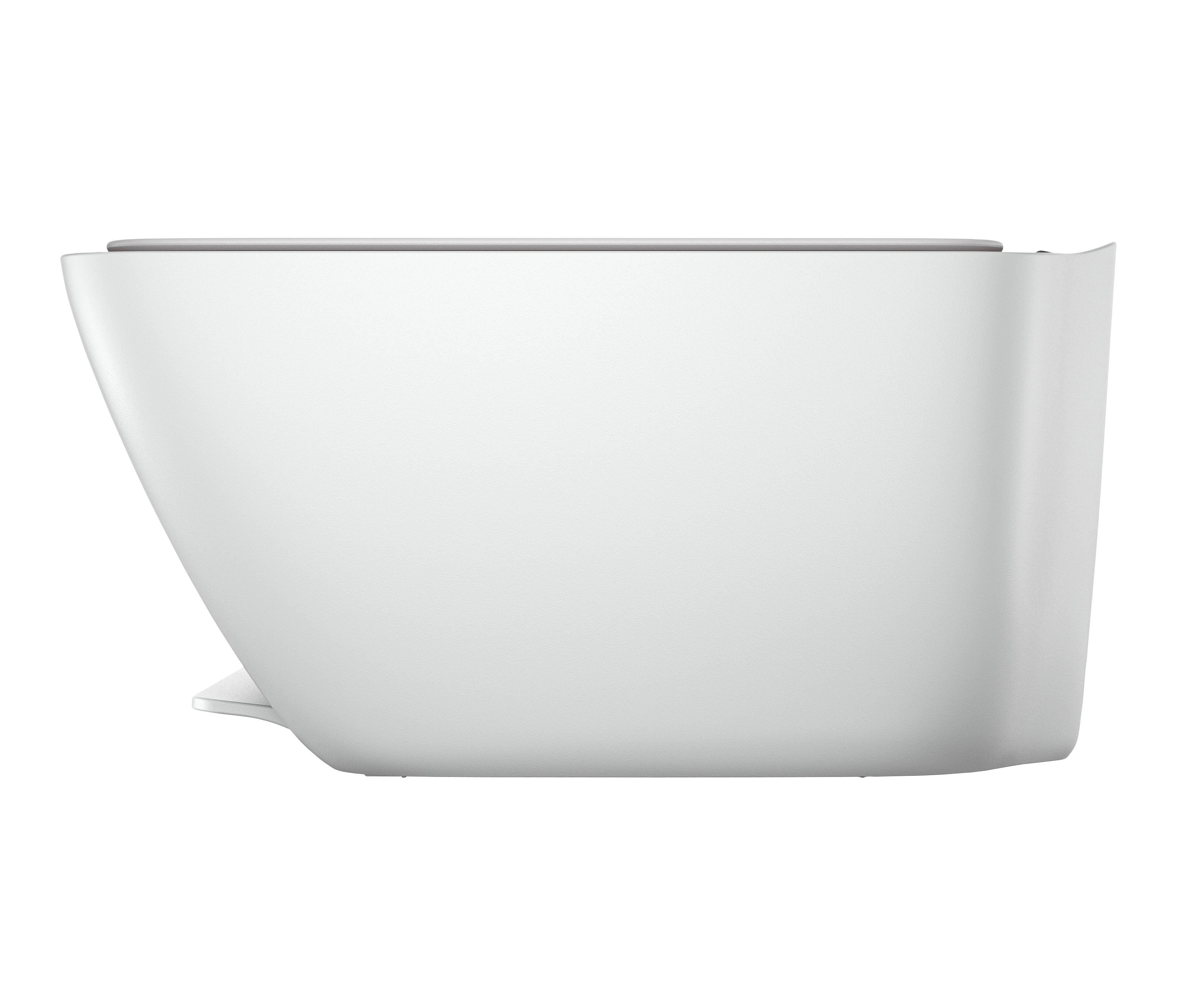 Biały, prostokątny przedmiot z zaokrąglonymi krawędziami, unoszący się na czarnym tle.