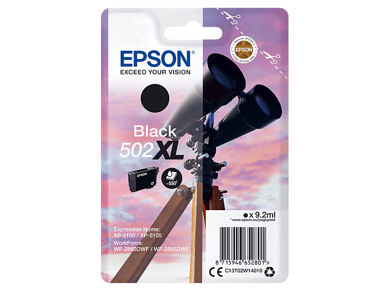 Epson 502  XL C13T02W14010 Czarny 9,2 ml
