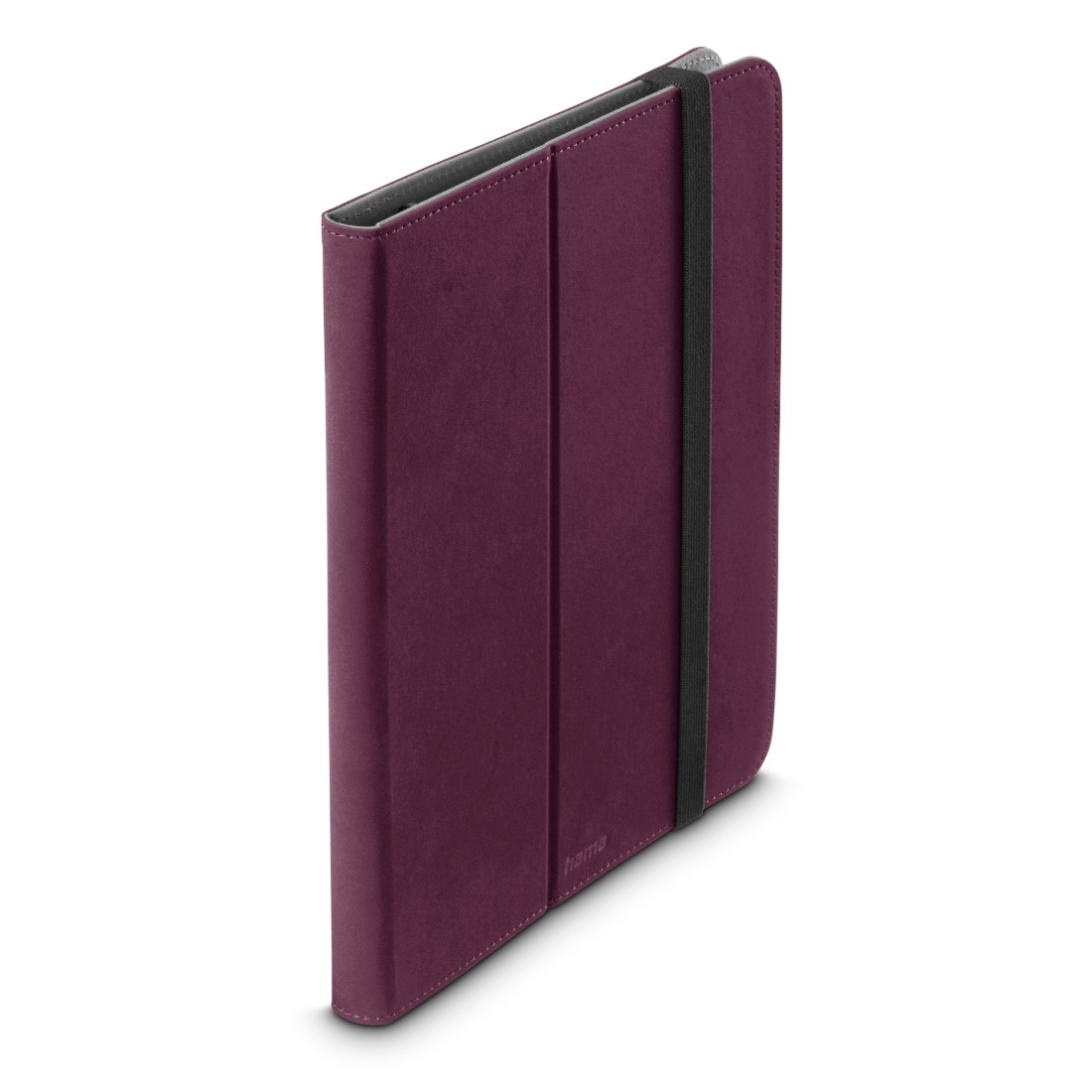 Sötétpiros tablet tok gumis pánttal és varrással.