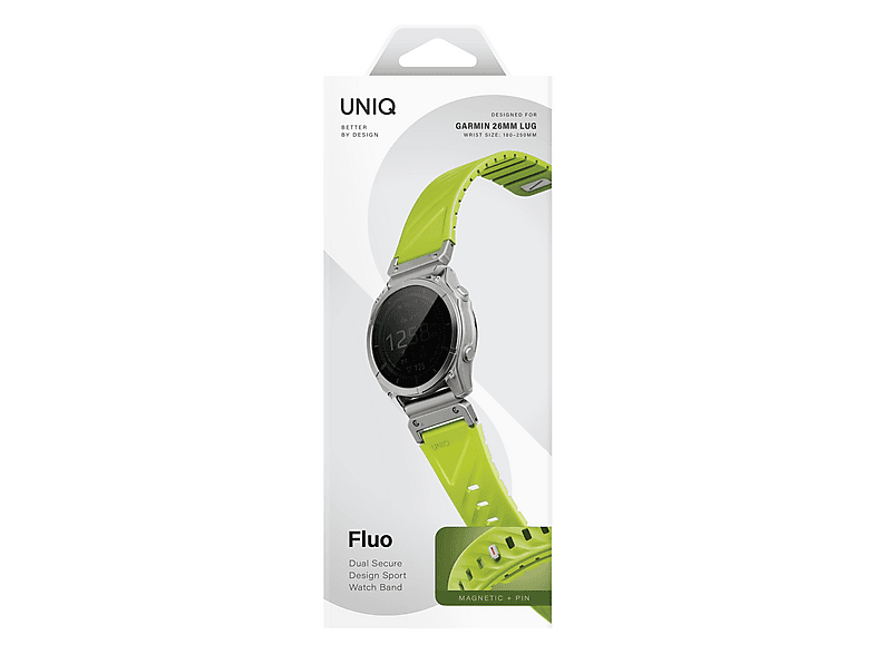 Pasek magnetyczny UNIQ Fluo do Garmin Quick Release 26mm i QuickFit Limonkowy – zdjęcie 3