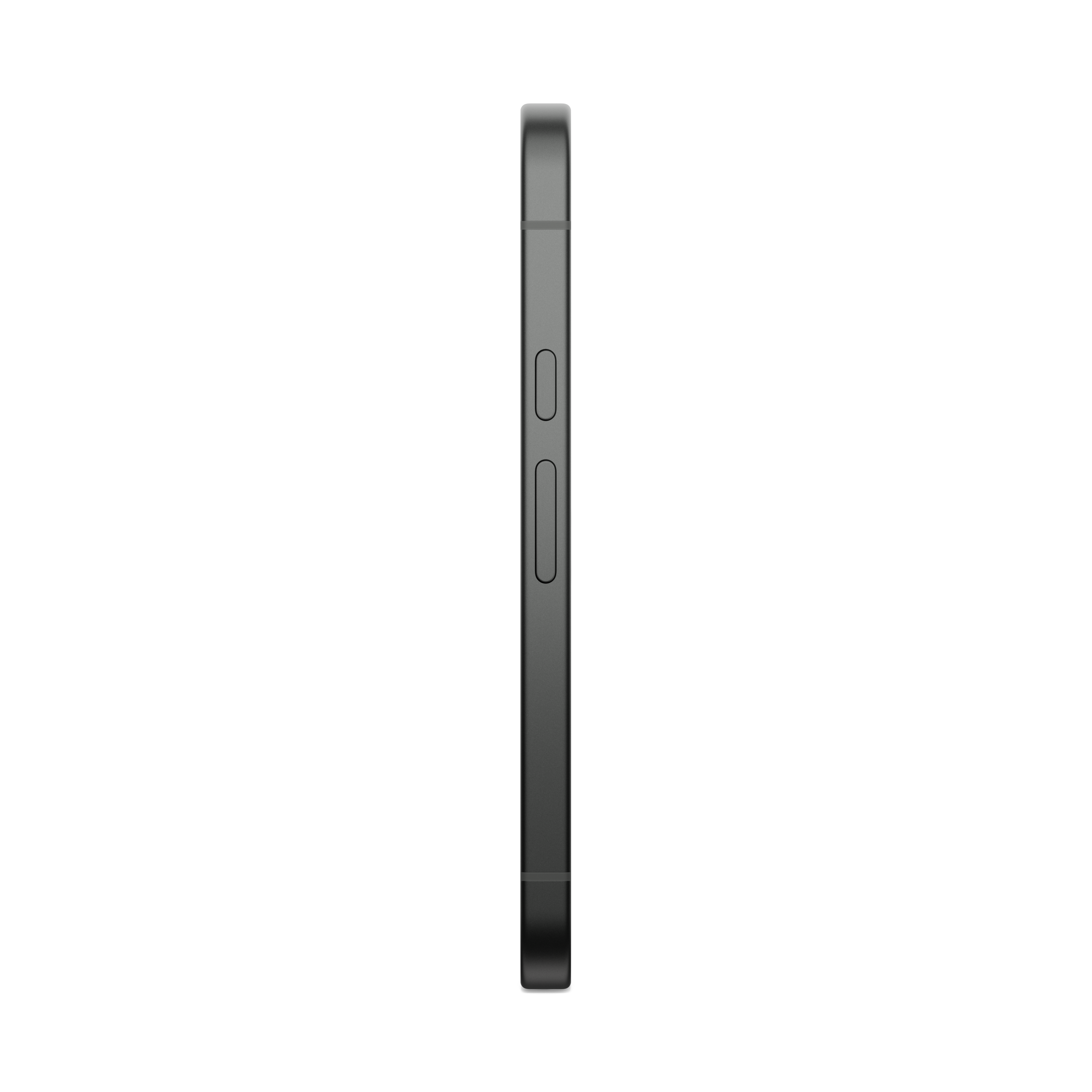 Graues Smartphone im Profil mit sichtbaren Tasten auf der rechten Seite.