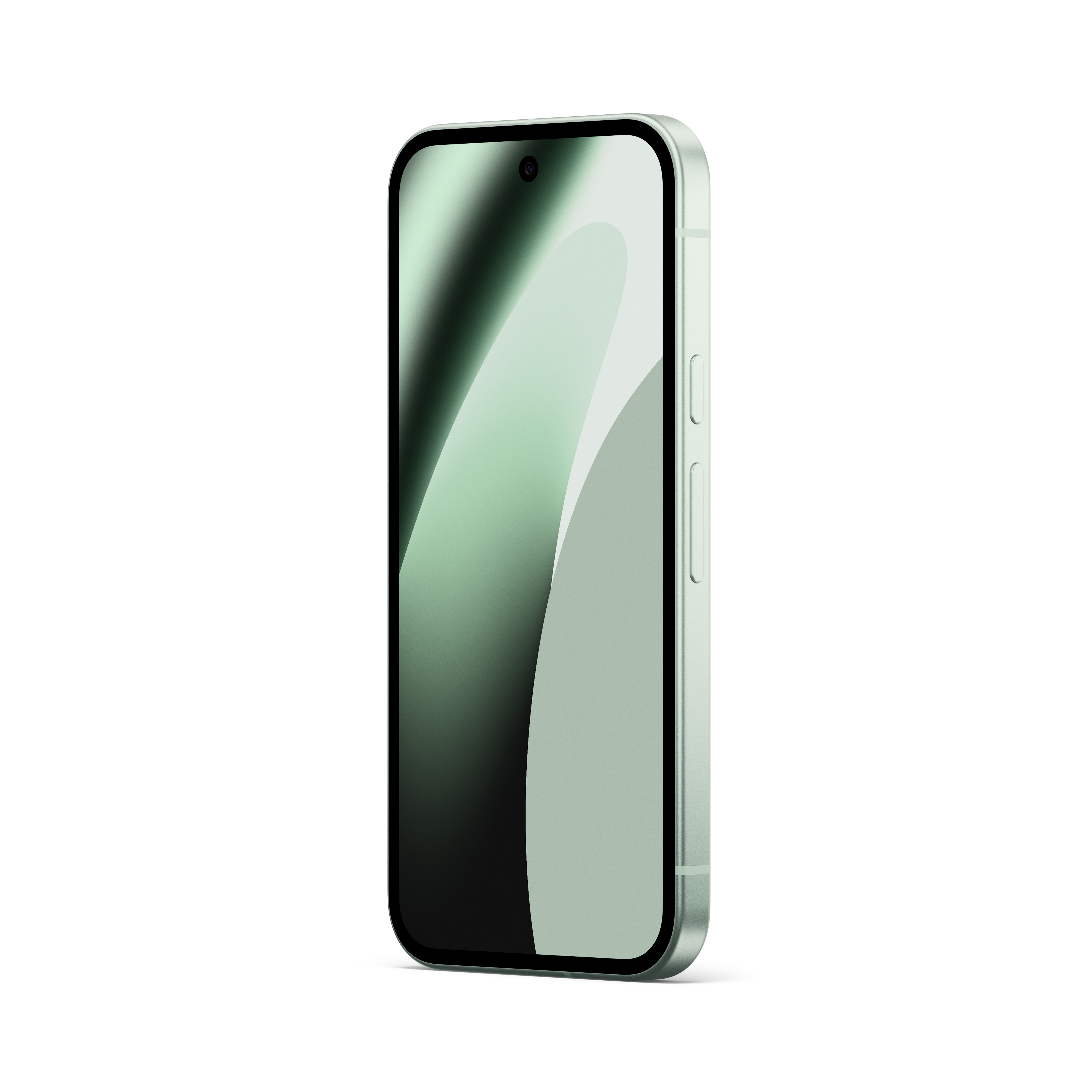 Ein hellgrünes Smartphone mit abgerundeten Ecken und einer Notch.