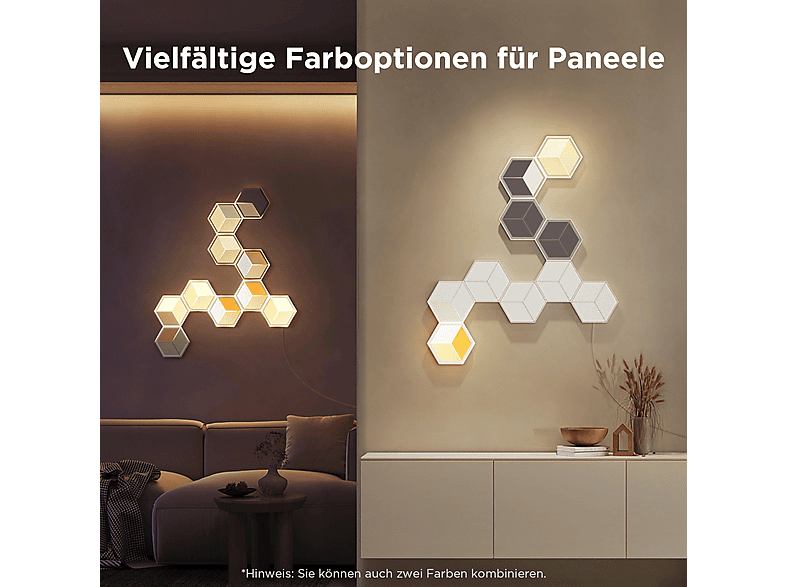 GOVEE Erweiterung für LED Hexagon Wandlampen, LED-Sechseck-Panels Meteor-Grau, Mond-Weiß