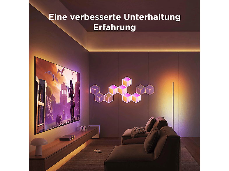 GOVEE Erweiterung für LED Hexagon Wandlampen, LED-Sechseck-Panels Meteor-Grau, Mond-Weiß