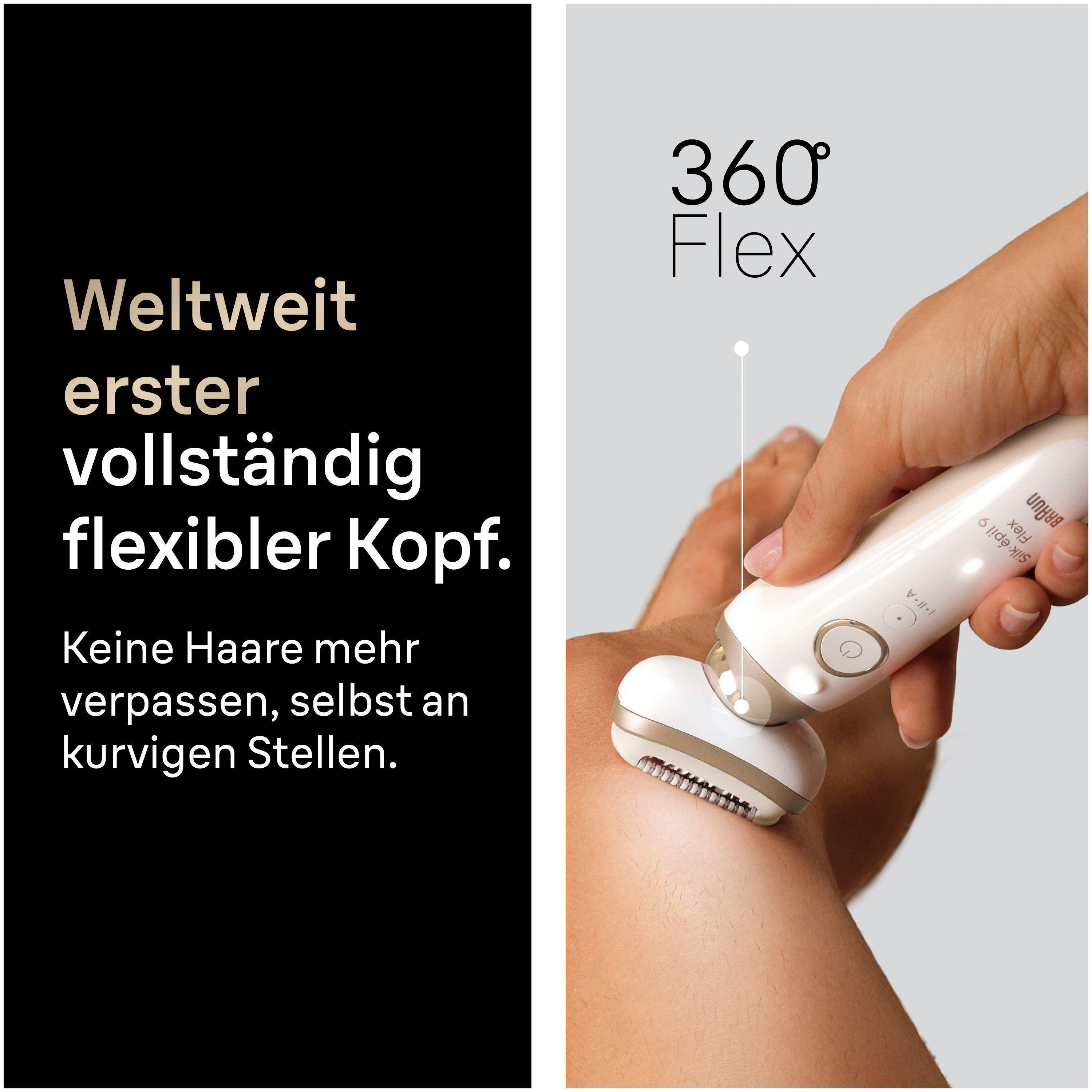 Braun Silk-epil 9 Flex mit 360° Flex Kopf auf Haut.