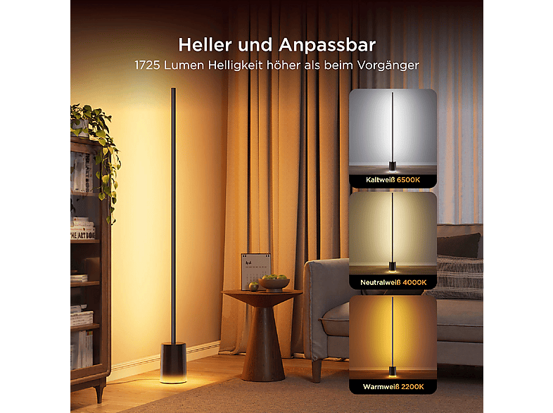 GOVEE Floor Lamp 2, Wifi, BT, Smarte Stehlampe Mehrfarbig