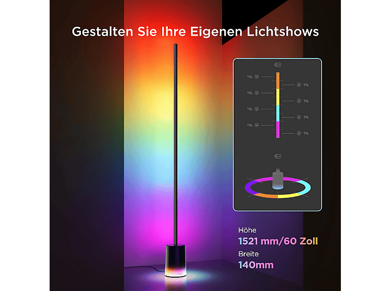 GOVEE Floor Lamp 2, Wifi, BT, Smarte Stehlampe Mehrfarbig