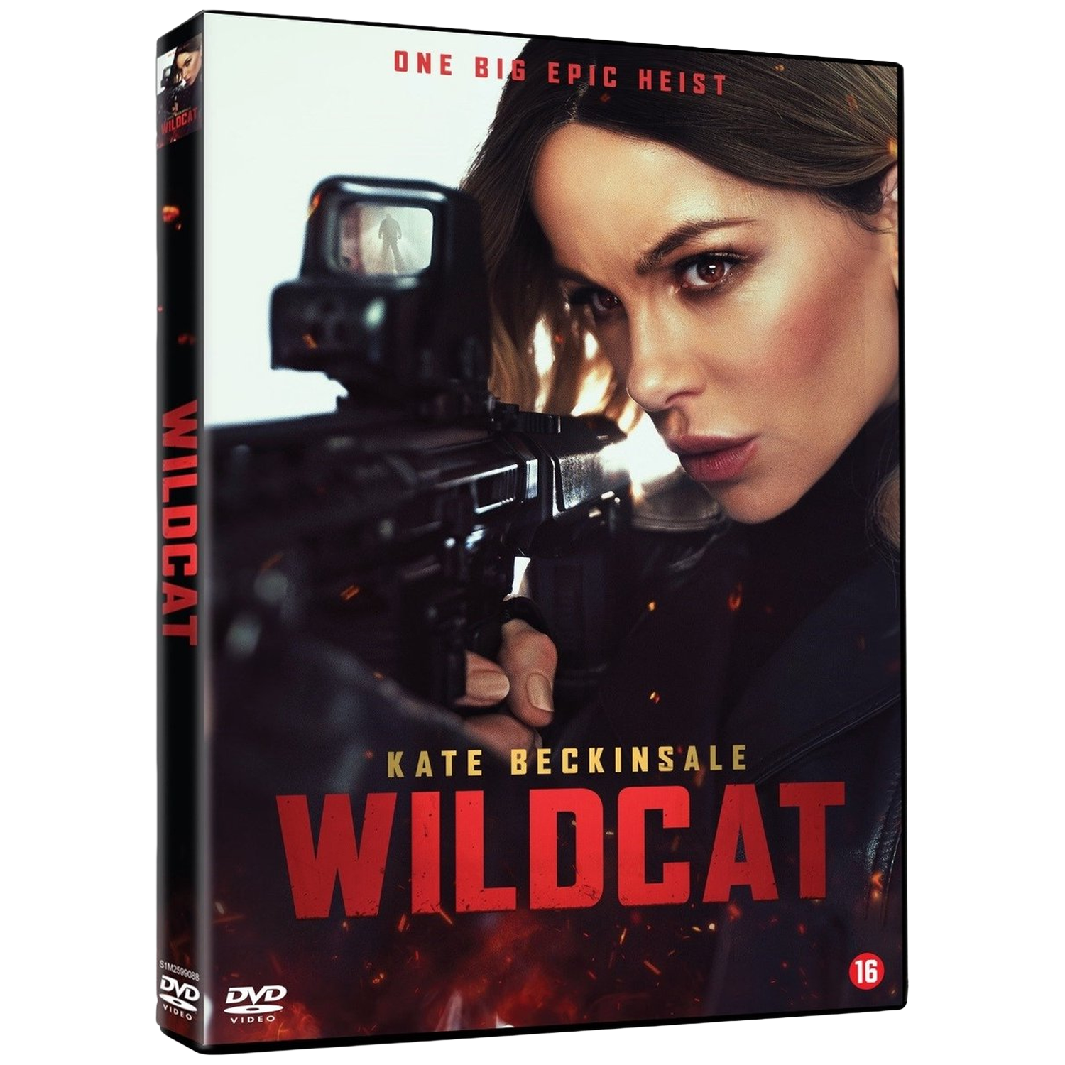 Kate Beckinsale vise un fusil, couverture du film Wildcat.
