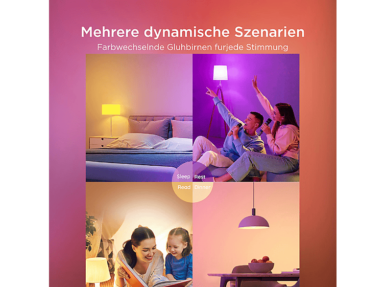 GOVEE Smarte LED Lampe Sockel E27, RGBWW, 800lm, Glühbirne Farbe