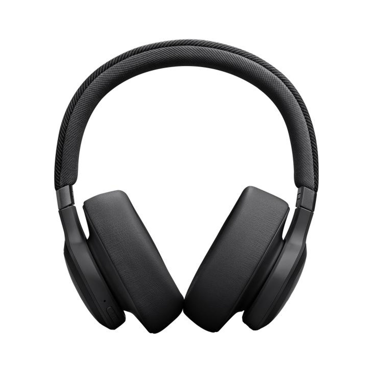Cuffie over-ear nere con archetto imbottito, su sfondo bianco.