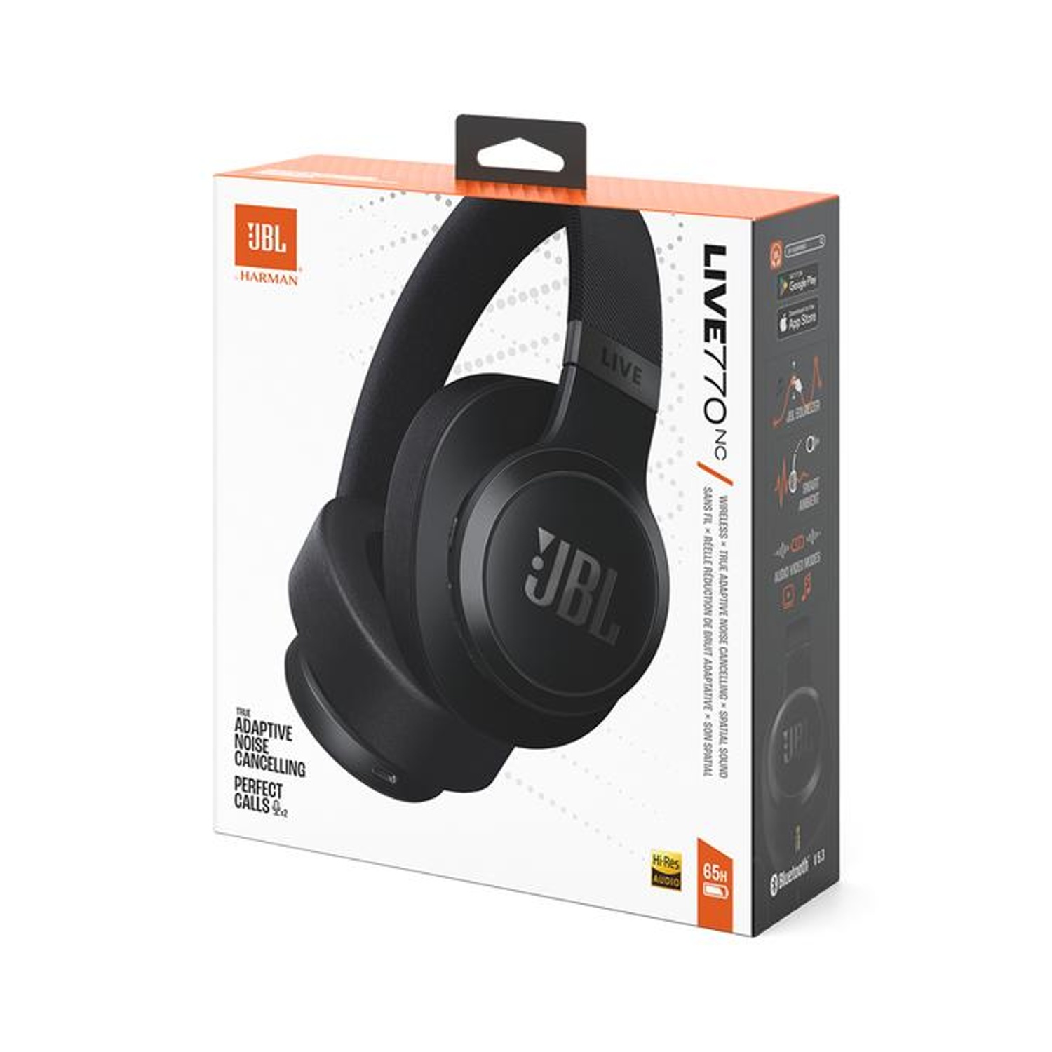 Cuffie JBL nere in confezione con testo.