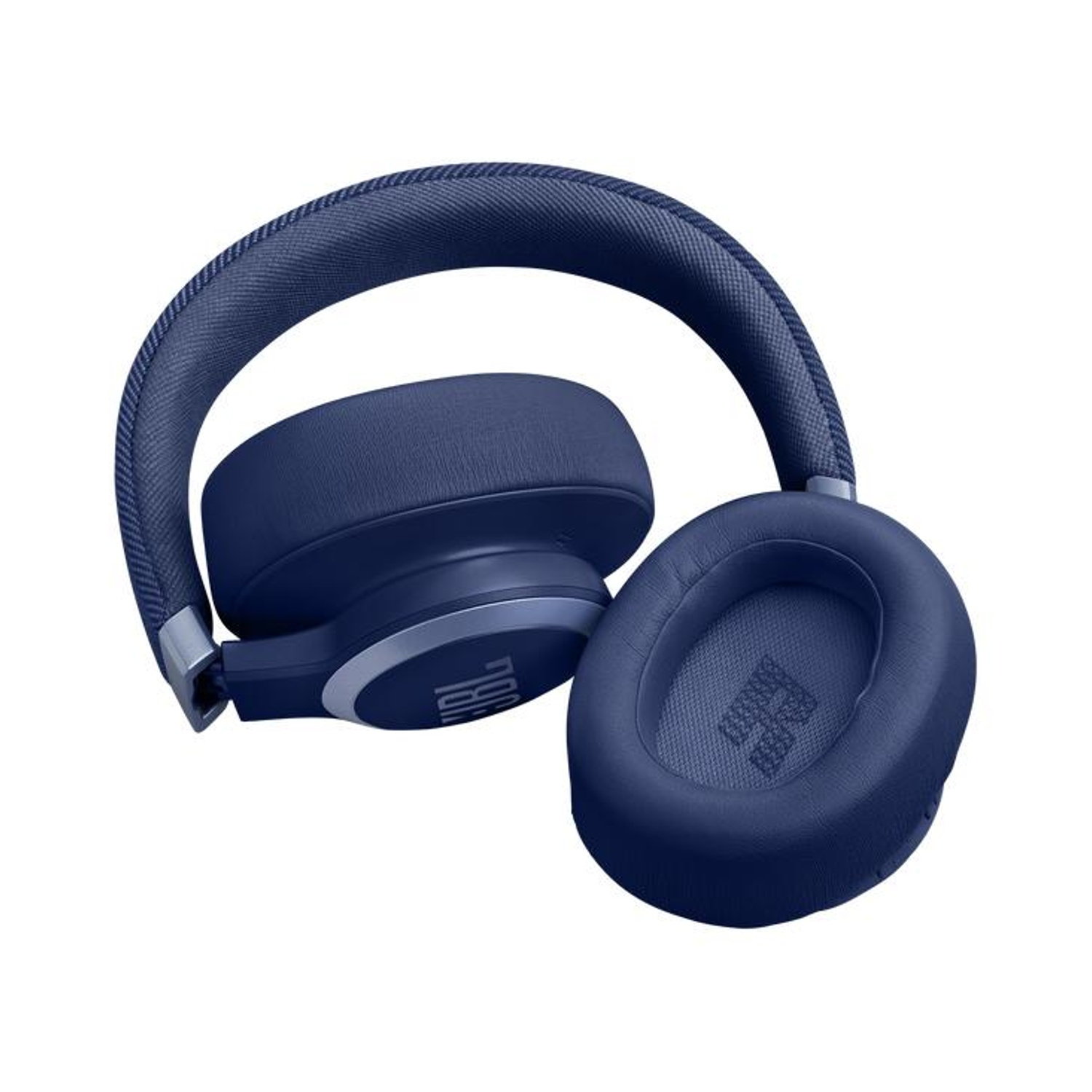 Cuffie JBL blu scuro con padiglioni e archetto imbottiti.