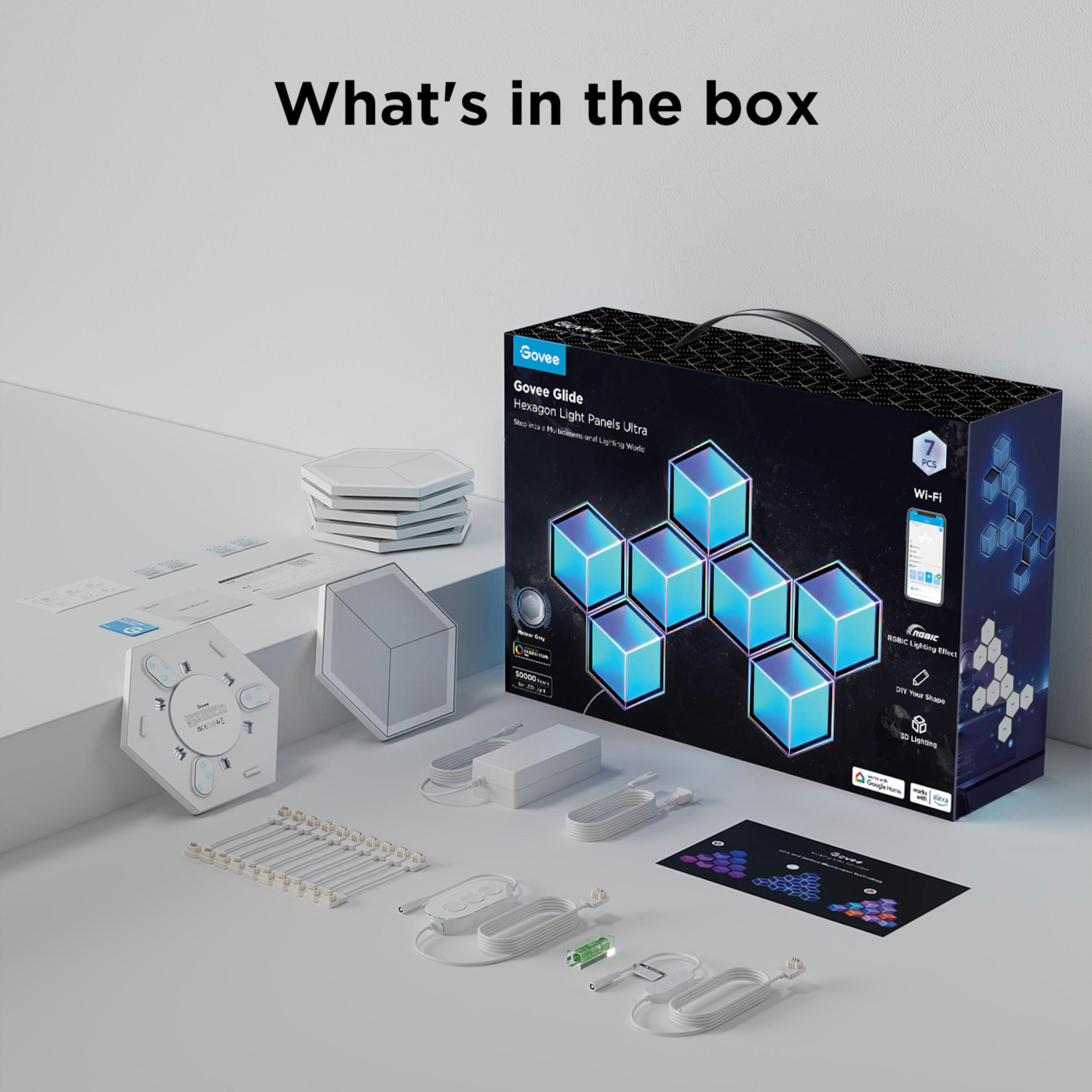 Govee Glide Hexagon Lichtpaneele und Zubehör, "What's in the box".