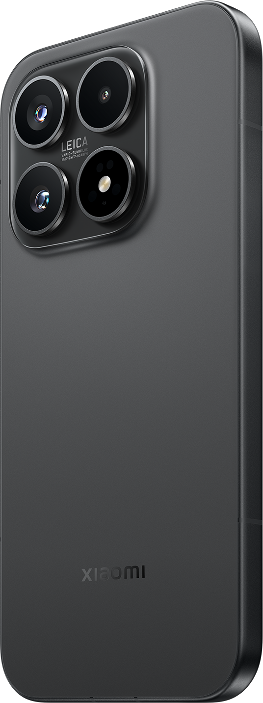 Sötétszürke okostelefon négyes Leica kamerarendszerrel hátul és Xiaomi logóval.