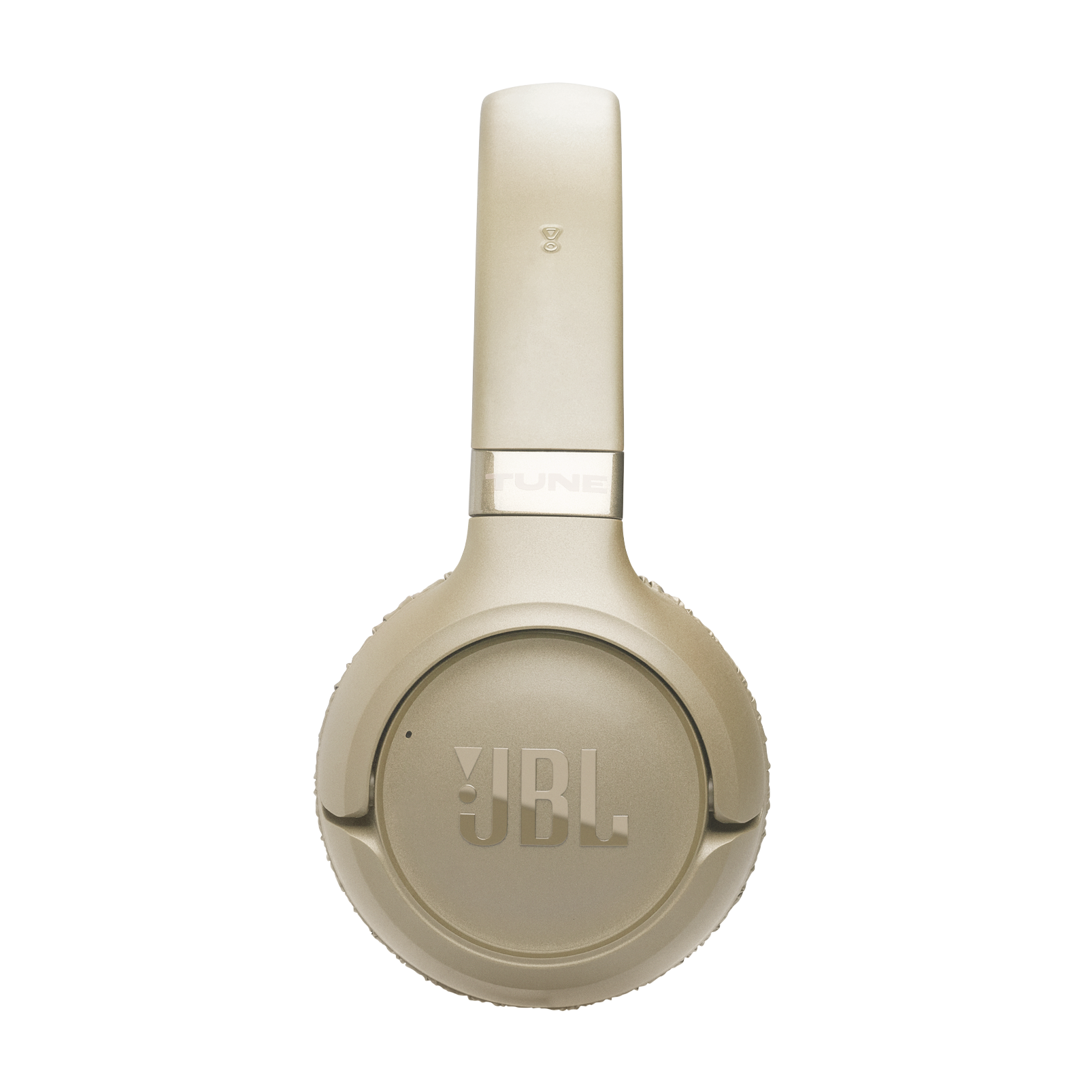 Altın rengi JBL kulaklık, logo ve model adı siyah arka planda.