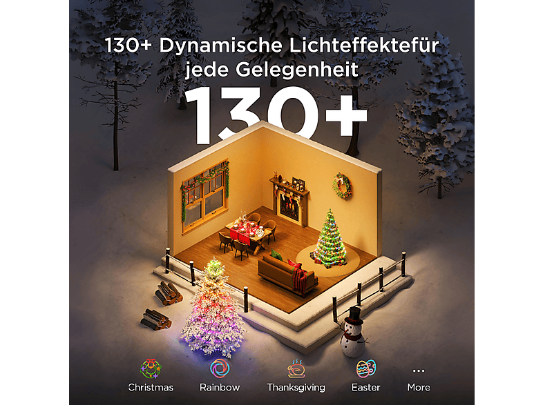 GOVEE LED Weihnachtslichterkette 20 m, RGBW, IP65 Lichterkette Mehrfarbig