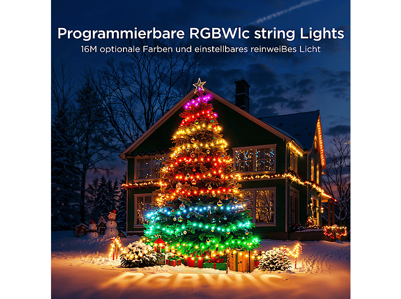 GOVEE LED Weihnachtslichterkette 20 m, RGBW, IP65 Lichterkette Mehrfarbig