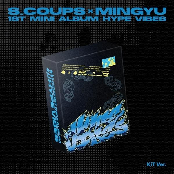 Schwarze Box mit blauem Text 'HYPE VIBES'. S.COUPS x MINGYU 1. Mini-Album.