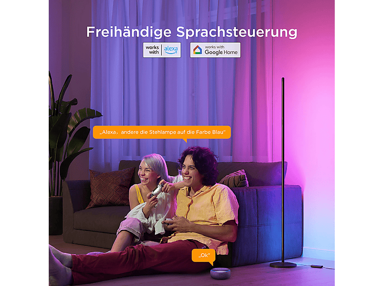 Thumbnail - GOVEE Floor Lamp Matter, Smarte Stehlampe Gelb, Lila, Rosa, Blau