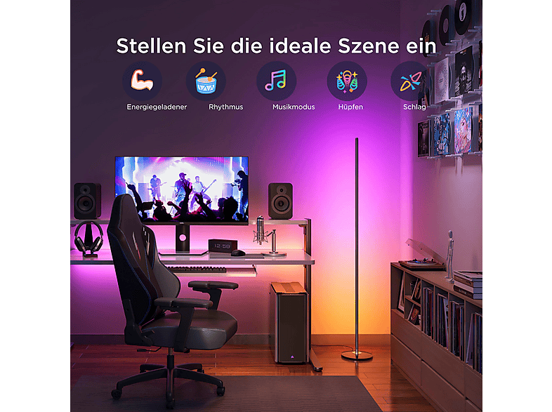 Thumbnail - GOVEE Floor Lamp Matter, Smarte Stehlampe Gelb, Lila, Rosa, Blau