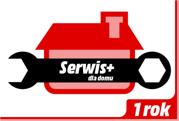Czerwony dom z kluczem i napisem "Serwis+".