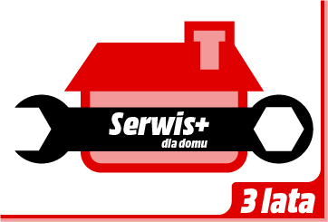 Czerwony dom z kluczem i napisem 'Serwis+ dla domu'.