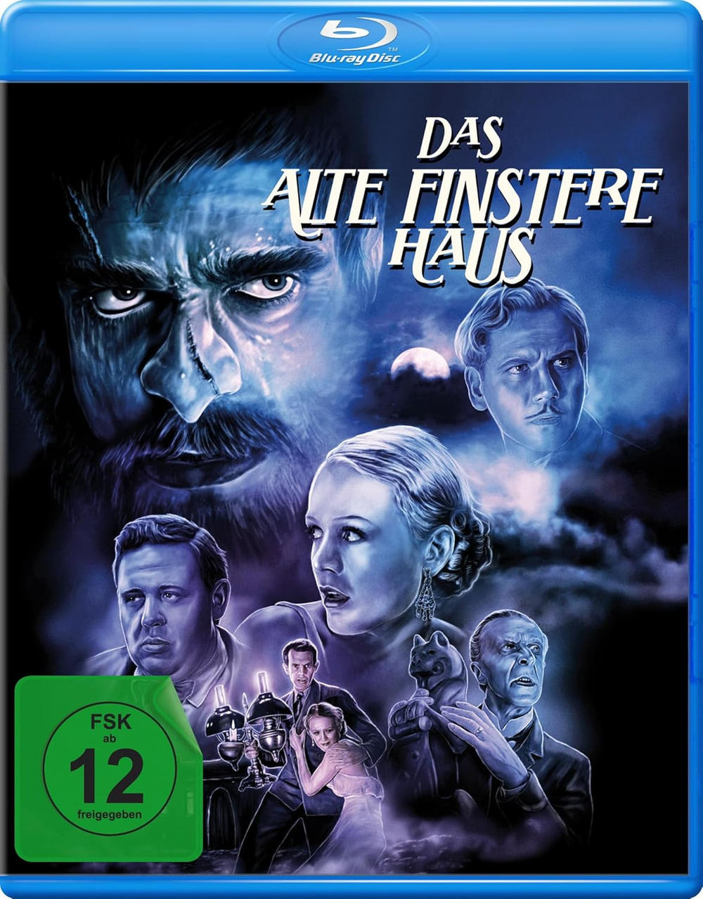 Blu-ray-Cover: Das Alte Finstere Haus mit Porträts von Schauspielern und einem FSK-12-Aufkleber.