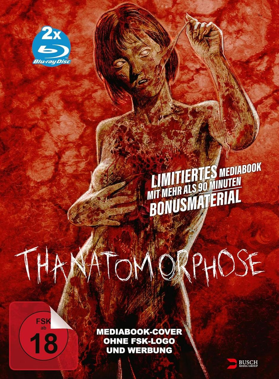 Horrorfilm-Cover mit blutiger Frau, Blu-ray-Logo, FSK 18 Siegel.