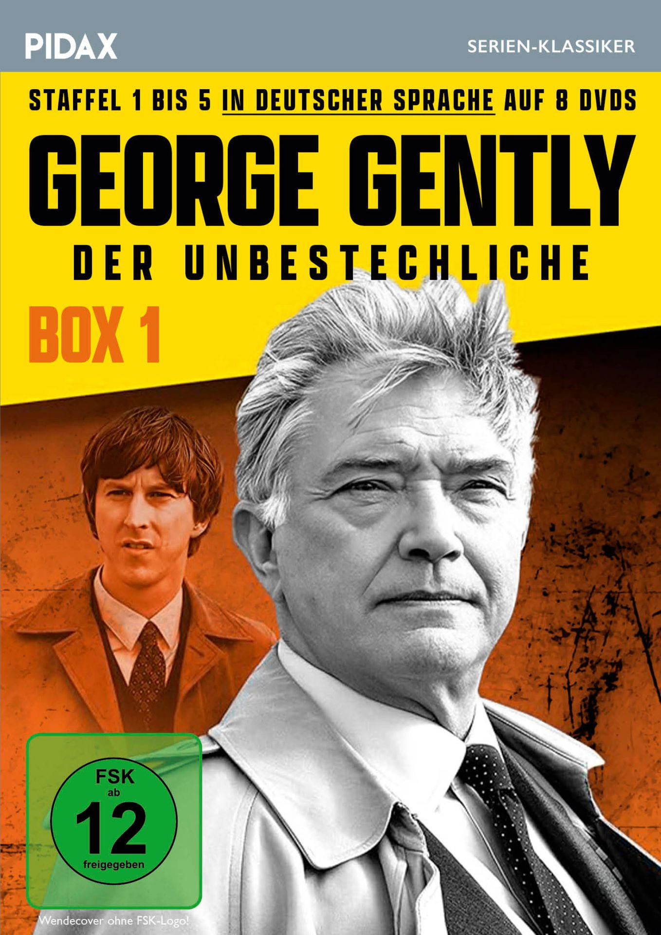 DVD-Box 'George Gently' mit zwei Männern, FSK 12 Logo.