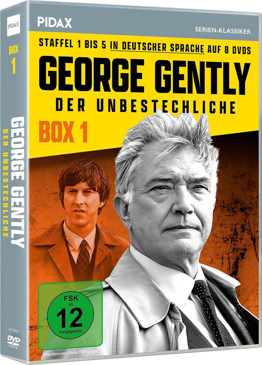 DVD-Boxcover von George Gently, Staffel 1-5, mit zwei Männern und FSK-12-Siegel.