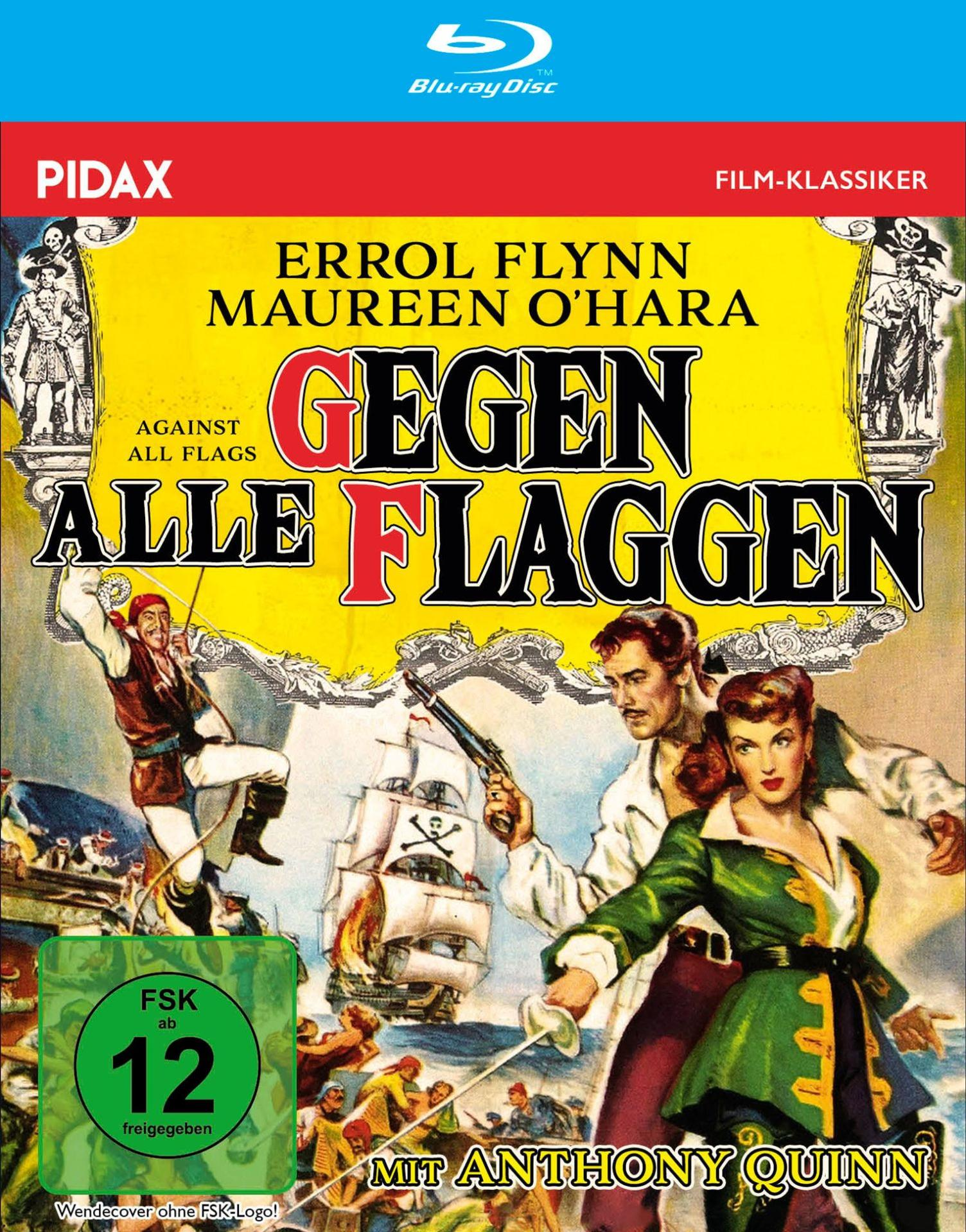 Filmplakat: Piraten, ein Segelschiff und zwei Hauptfiguren im Vordergrund.