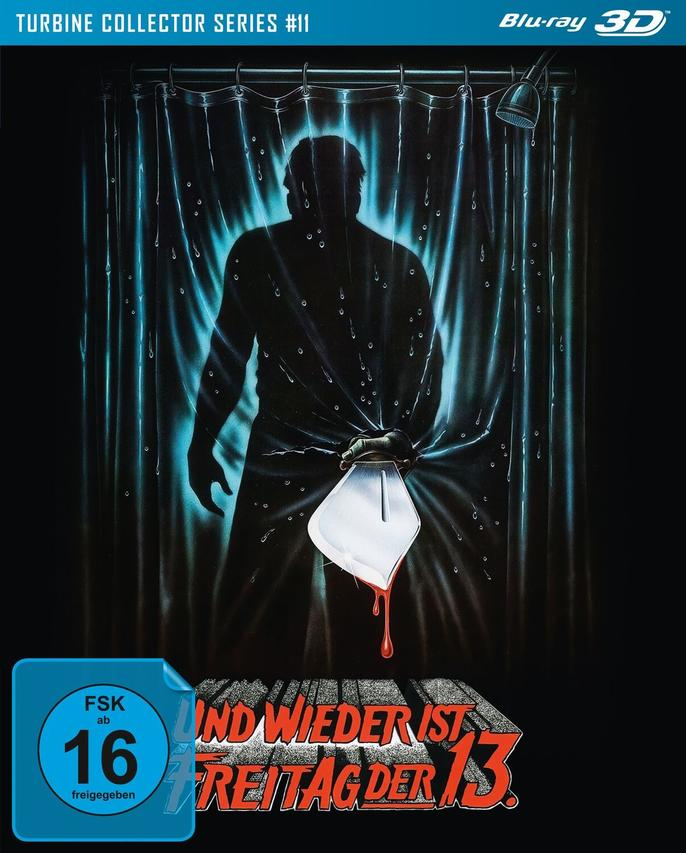 Silhouette eines Mannes hinter einer Duschvorhang mit einem Messer.