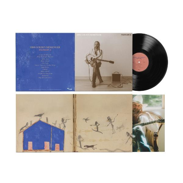 Hiss Golden Messenger LP mit Hülle und Platte. Unten eine Zeichnung.