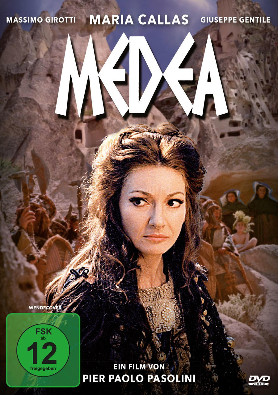 Filmplakat: Frau mit dunklem Haar blickt nach rechts, im Hintergrund Berge und Figuren.
