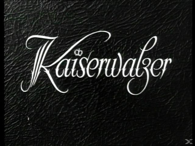 Schwarzer Hintergrund mit weißer, geschwungener Schrift, die "Kaiserwalzer" schreibt.