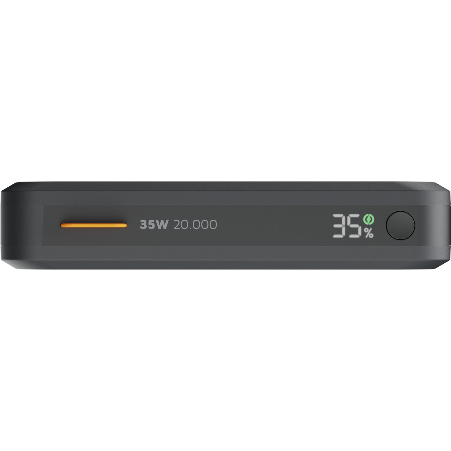 Gray power bank with 35W and 20,000 mAh battery display.