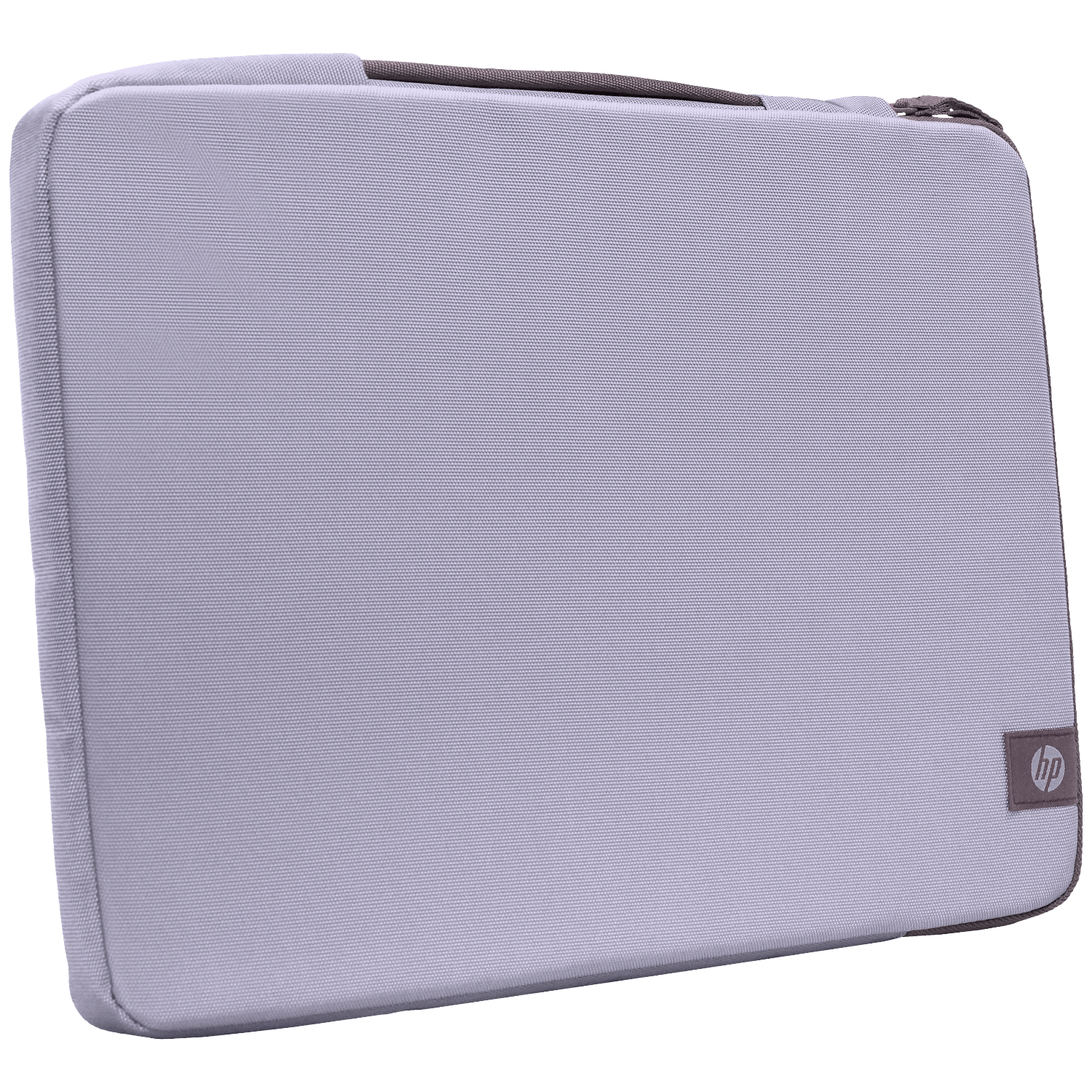 A light gray laptop sleeve with an HP logo on a black background.
